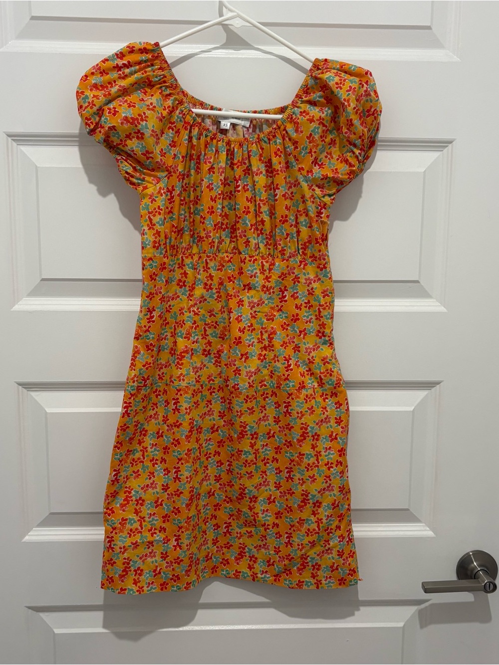 Caroline Constas Yellow Floral Puff-Sleeve Dress